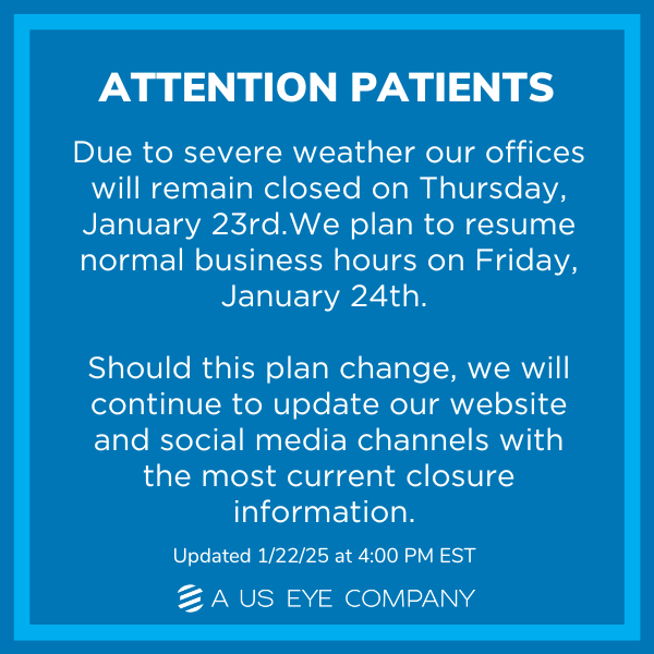 Carolina Eyecare Physicians and US Eye emergency eye care notice for South Carolina patients